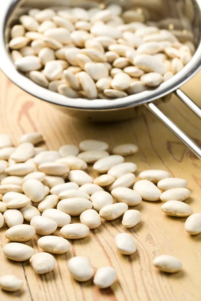 White beans in colander — Stock Photo, Image