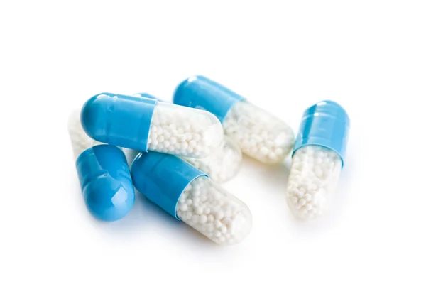 Blauwe medische capsules — Stockfoto