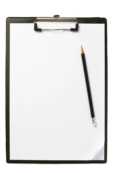 Schránka s prázdný papír a tužka — Stock fotografie