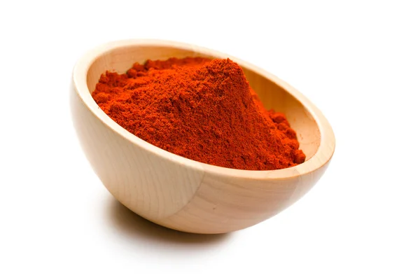 Paprika powder in wooden bowl — Stock Photo, Image