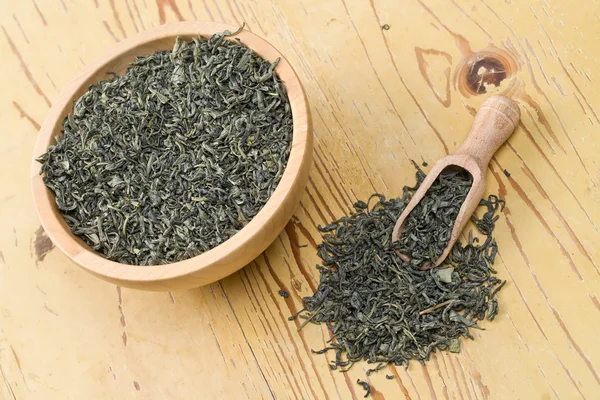 Green tea leaves — Stock Photo, Image