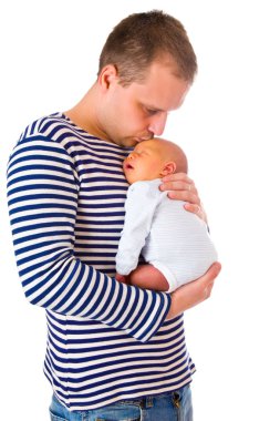 Dad and his newborn baby clipart