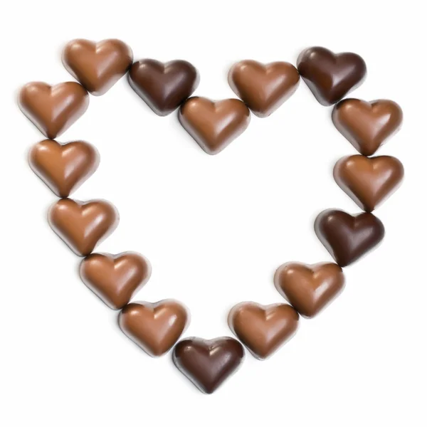 Coeur chocolat sur blanc — Photo