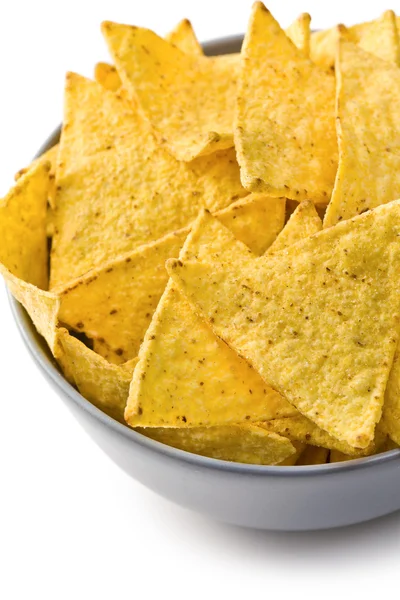 Nachos chips v misce — Stock fotografie