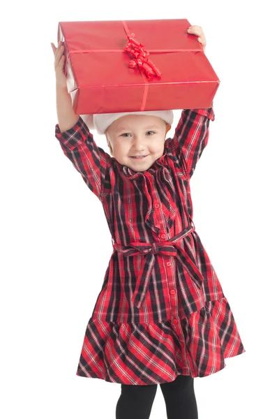 Little girl with xmas gift — Stock Photo, Image