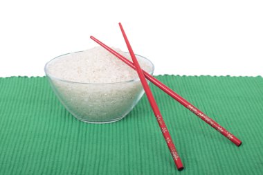 Rice in glass dish