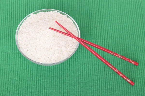 Rýže v skleněné misky — Stock fotografie