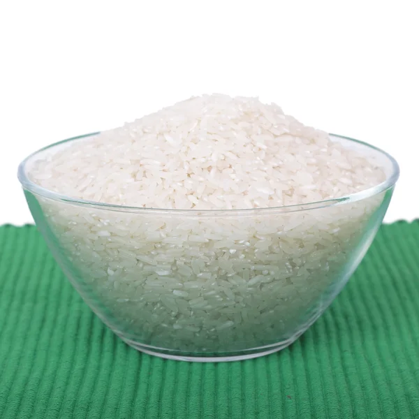 Rice in glass dish — Stock Photo, Image