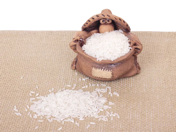 Clay potin riisin kanssa — kuvapankkivalokuva