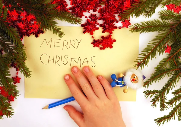 Schrijven van Kerstmis wensen — Stockfoto