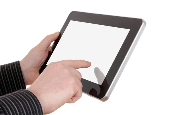 Touch pad and hand — Stock Photo, Image