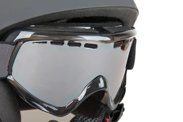 Schwarzer Skihelm mit Schutzbrille — Stockfoto