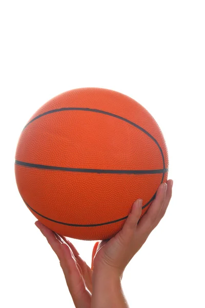 Mão e bola de basquete — Fotografia de Stock