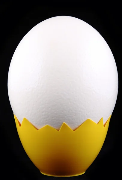 Huevo grande en soporte amarillo — Foto de Stock