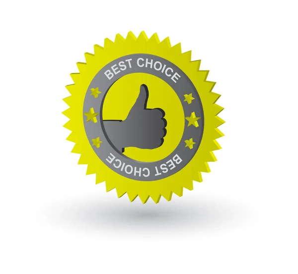Best choice label, black hand OK, 3d — Stock Vector