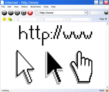 Internet browser with computer pointers clipart