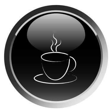 Black coffee cup button clipart