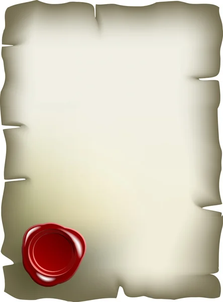 Papel con sello de cera roja —  Fotos de Stock