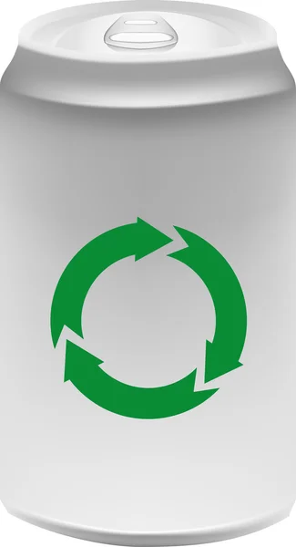 Lata con símbolo de reciclaje — Foto de Stock