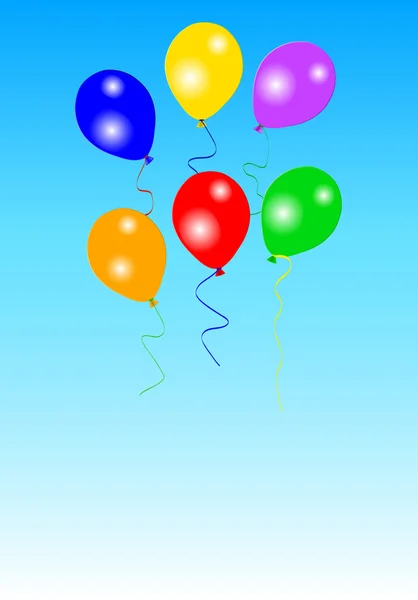 Šest barevných nafukovacích balónků — Stock fotografie