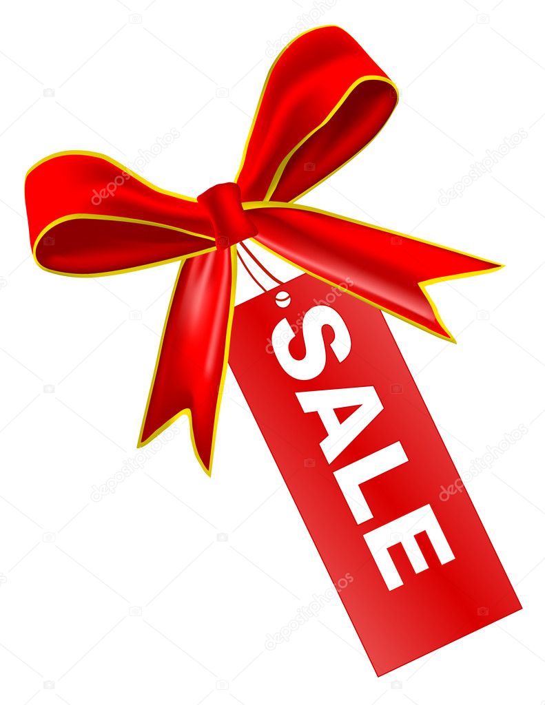 Sale tag with ribbon
