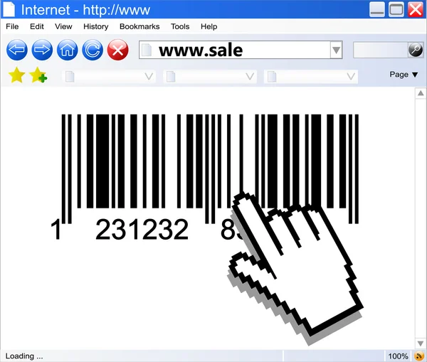 Internet browser and bar-code with computer pointers — Stock Vector