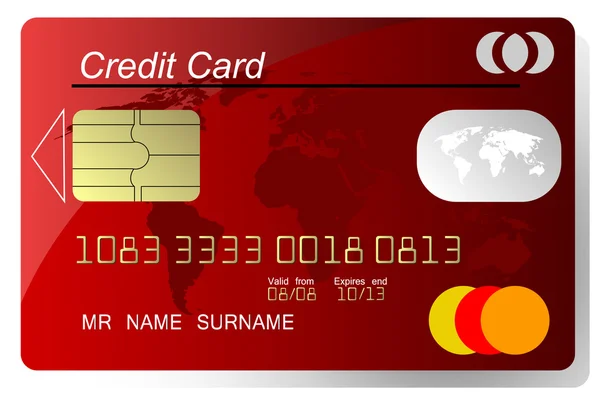 Κόκκινη κάρτα πιστωτικών vecto — Φωτογραφία Αρχείου