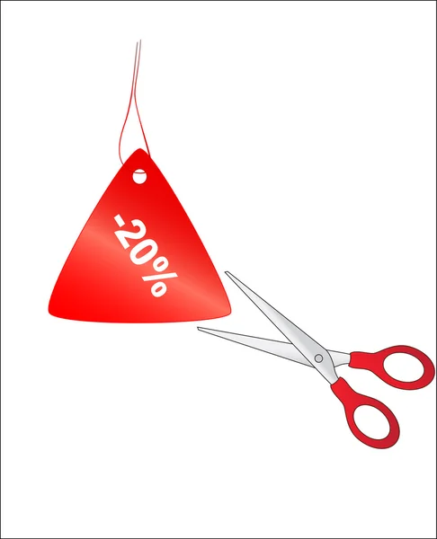 Scissors andred price tag — Stock Photo, Image