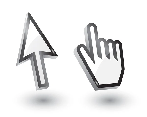 Flèche de souris et pointeurs de main, 3d — Image vectorielle