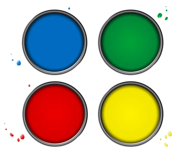 Čtyři barevné plechovky piant — Stockový vektor