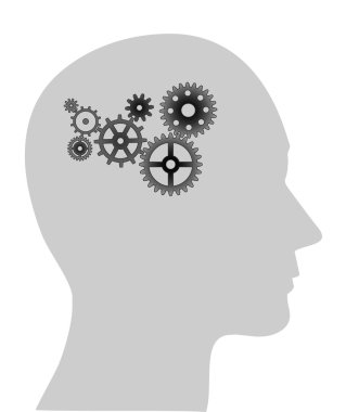 Cogs or gears in human head clipart