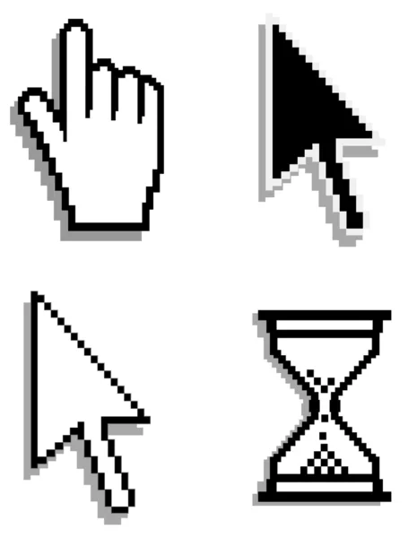 Cursor de mano y flecha web con reloj de arena —  Fotos de Stock