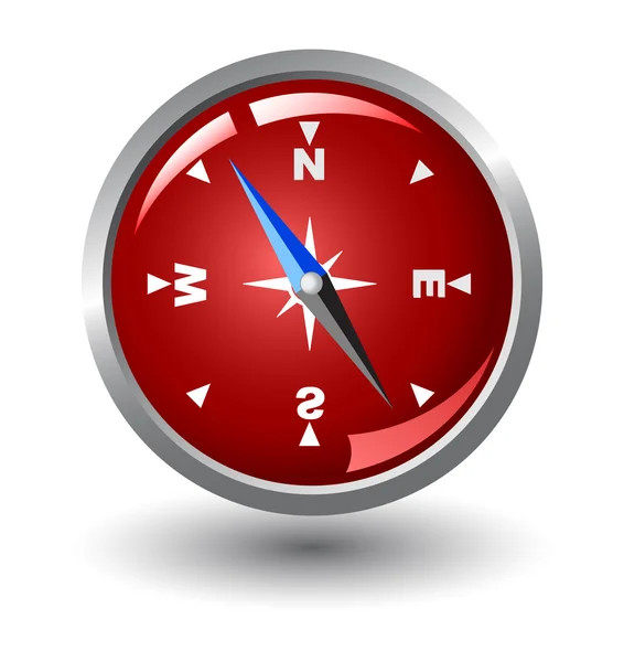 Kompas s červeným pozadím uvnitř — Stockový vektor