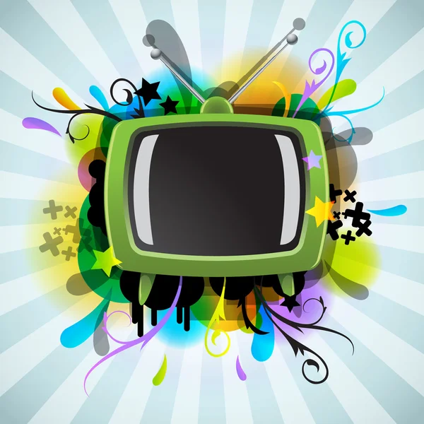 Cartaz abstrato com a TV — Vetor de Stock