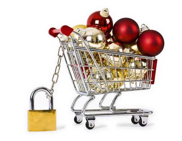 Biztonságos karácsonyi bevásárló elszigetelt koncepció — Stock Fotó
