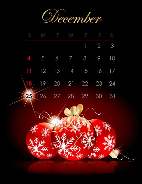 Calendário 2011 para dezembro — Vetor de Stock