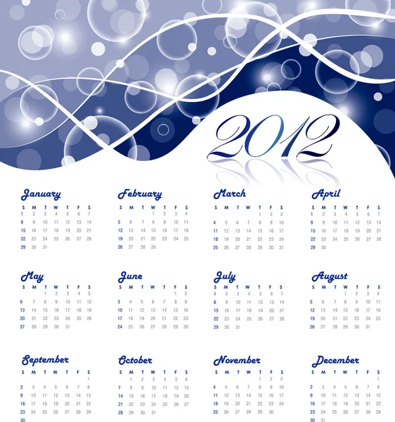 Calendário anual de 2012 — Vetor de Stock