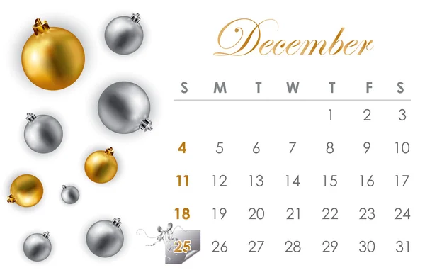 2011 Calendar for december — Stock Vector