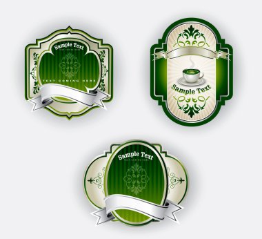 Green label set clipart