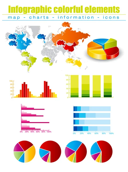Färgade infographics med kartor och diagram — Stock vektor