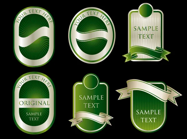 Ensemble d'étiquettes vertes — Image vectorielle