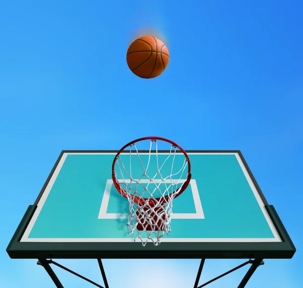 篮球篮筐和篮球 — 图库照片