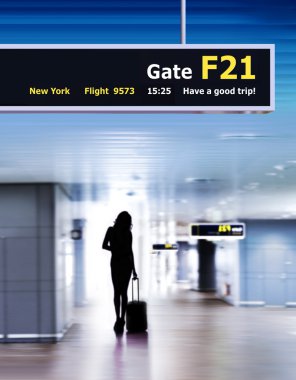 Airport and silhouette of passenger clipart
