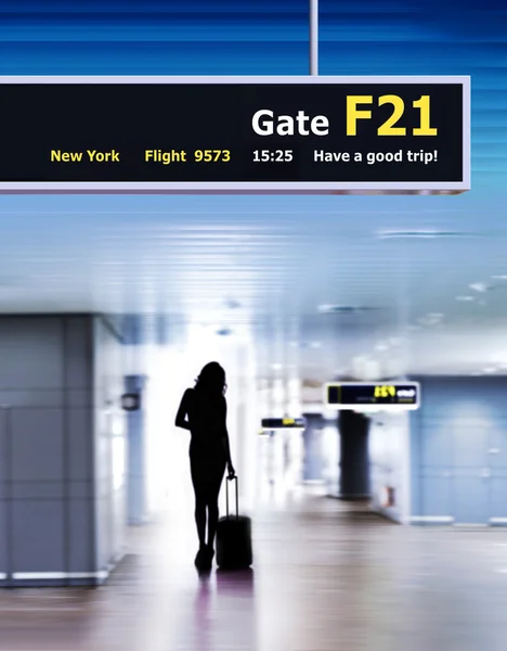 Luchthaven en silhouet van passagier — Stockfoto