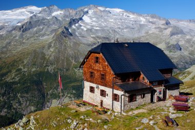 Alpine mountain hut clipart