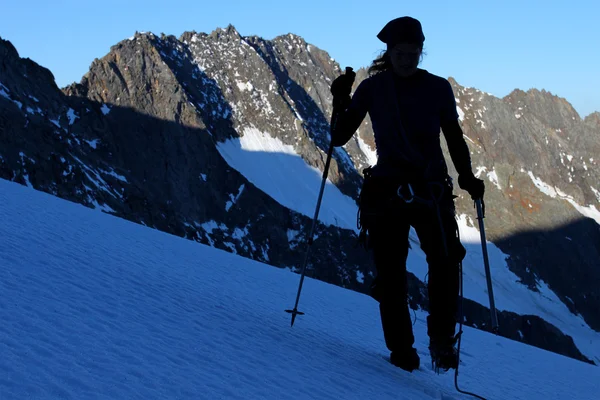 Glacier trekking silhouette — Stock Photo, Image