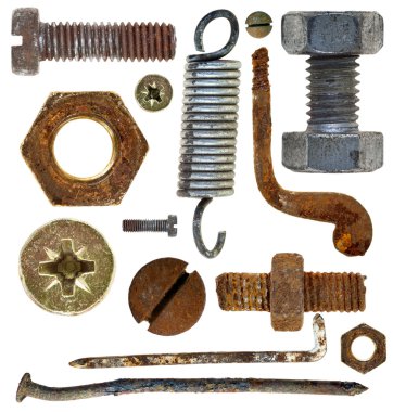 Old rusty screw head nail hook spring clipart