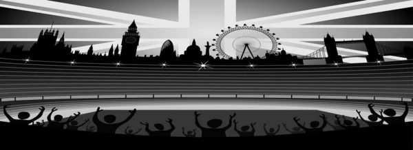 Stadium with London skyline - vector — Stock Vector