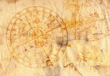 Astronomical clock in grunge style clipart