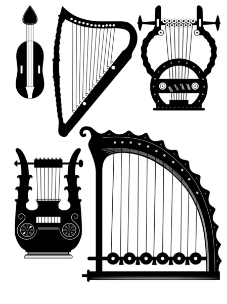 Старинные струнные инструменты - вектор — стоковый вектор